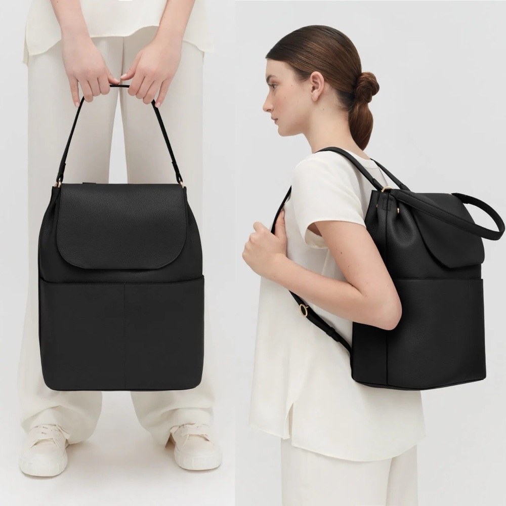 NWT Cuyana Black Leather Backpack 13-inch